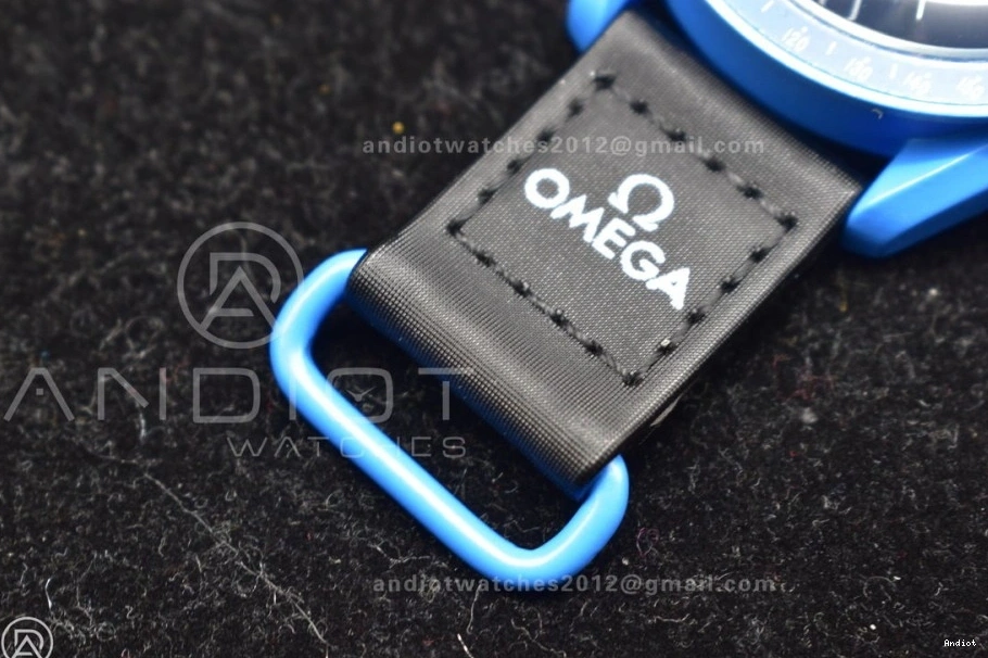 Swatch Neptune Omega on Quartz Moonwatch to Strap x Mission Nylon Bioceramic 0126